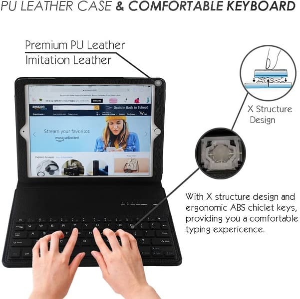 Apple iPad 2 /3 /4 Wireless Bluetooth Keyboard Case, Folio Leather Smart Cover