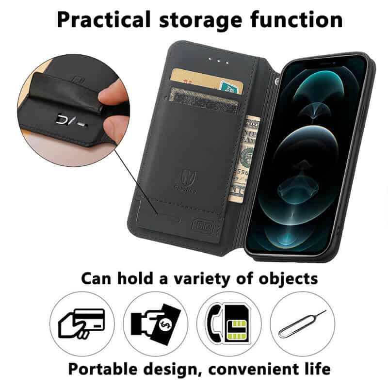 CaseNeo For Apple iPhone 12 /12Mini /12 Pro /12 Pro Max Leather Wallet Flip Case With RFID Blocking Credit Card Holder Slots Cover