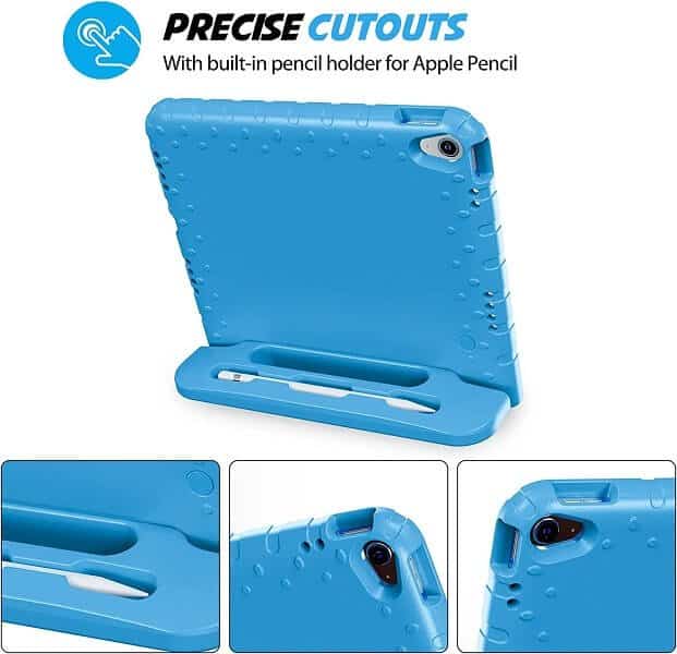 Apple iPad 10th Gen kids Case, 10th Generation 10.9 2022 Kickstand Shockproof Protective Handle Stand Light Weight Kids Friendly Cover (Blue)