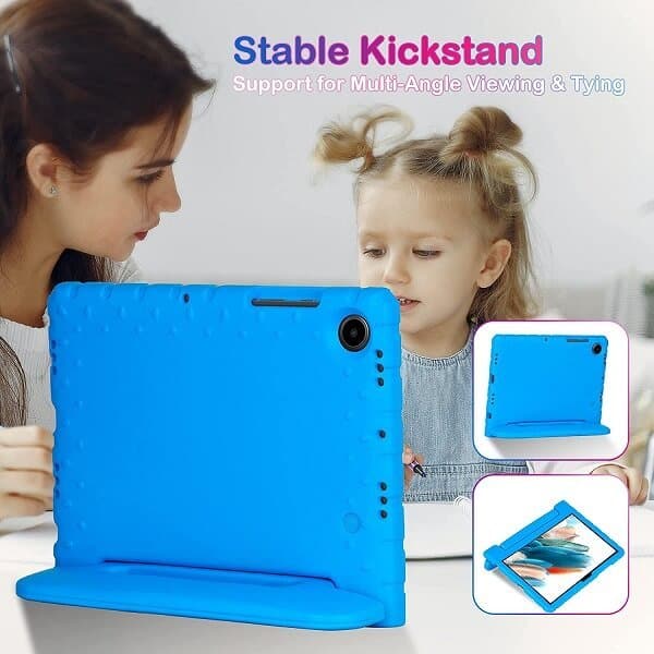 Samsung Galaxy Tab A8 10.5 SM-X200 X205 kids Case, Kickstand Shockproof Protective Handle Stand Light Weight Kids Friendly Cover (Blue)