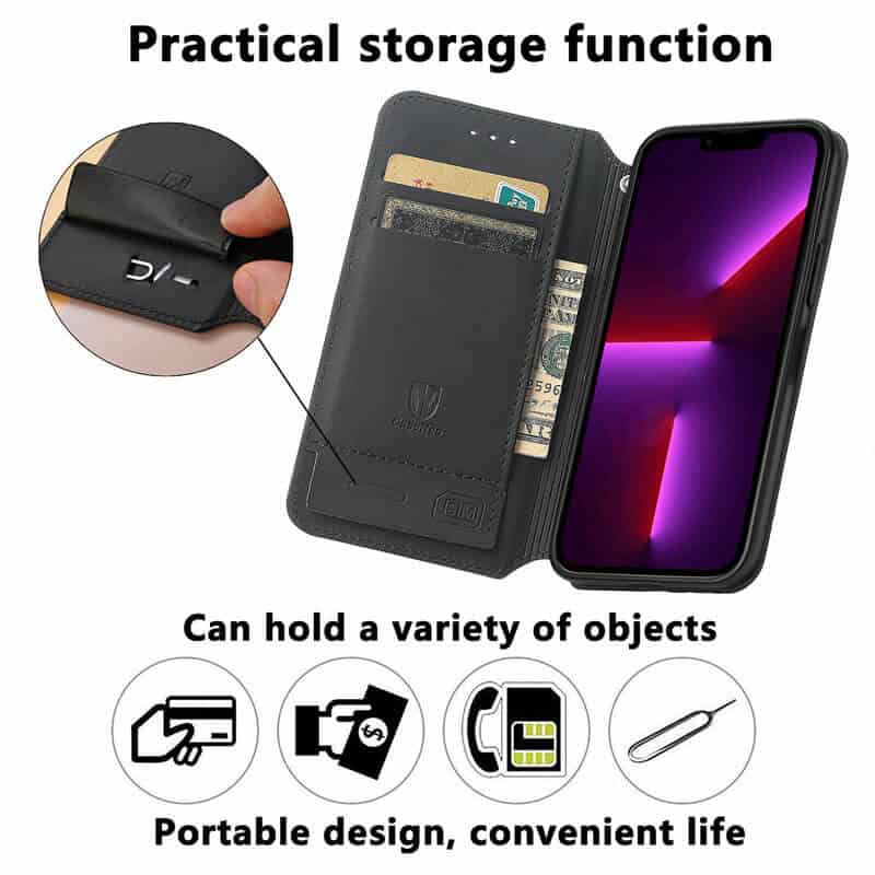 CaseNeo For Apple iPhone 13 /13 Pro / 13 Pro Max / 13 Mini Leather Wallet Flip Case With RFID Blocking Credit Card Holder Slots Cover