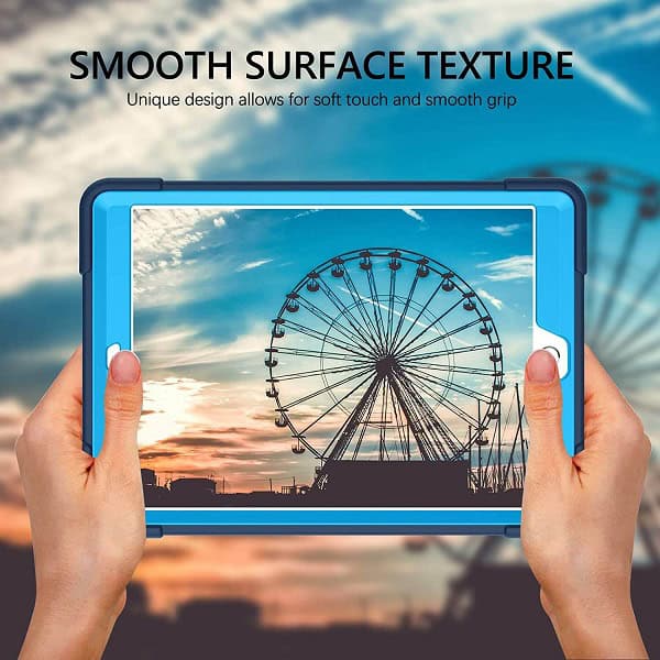 For Apple iPad 6th/5th Generation /Air 1/Air 2 9.7 inch Kids Friendly Hybrid Fancy Shockproof Heavy Duty Kickstand Case Cover (Black)