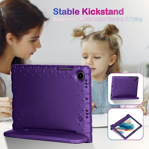 Samsung Galaxy Tab A8 10.5 SM-X200 X205 kids Case, Kickstand Shockproof Protective Handle Stand Light Weight Kids Friendly Cover (Purple)