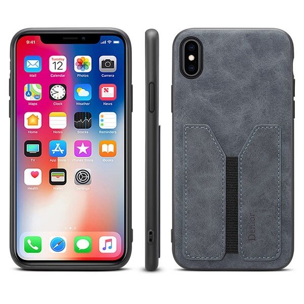 Grey Denior Apple iPhone X /XS Leather Case