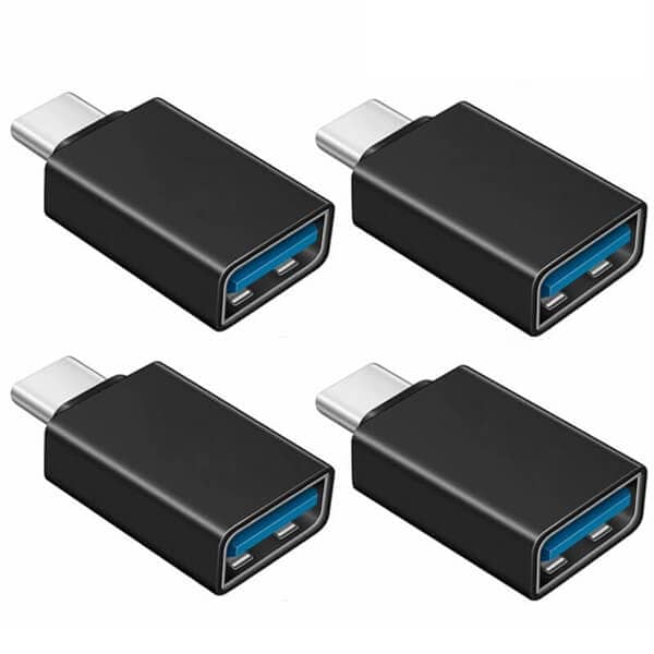 [4 Pack] USB Type C to OTG Adapter USB 3.1 Male to USB 3.0 A Female Cable Converter Thunderbolt 3 Adapter for MacBook Pro, Air, iPad Pro (Black)