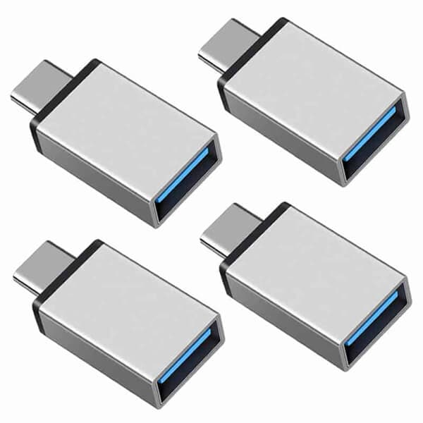 [4 Pack] USB Type C to OTG Adapter USB 3.1 Male to USB 3.0 A Female Cable Converter Thunderbolt 3 Adapter for MacBook Pro, Air, iPad Pro (Silver)