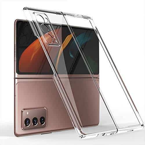 Samsung Galaxy Z Fold 2 5G Clear Case Luxury Plating Transparent Hard PC Back Cover (Transparent)
