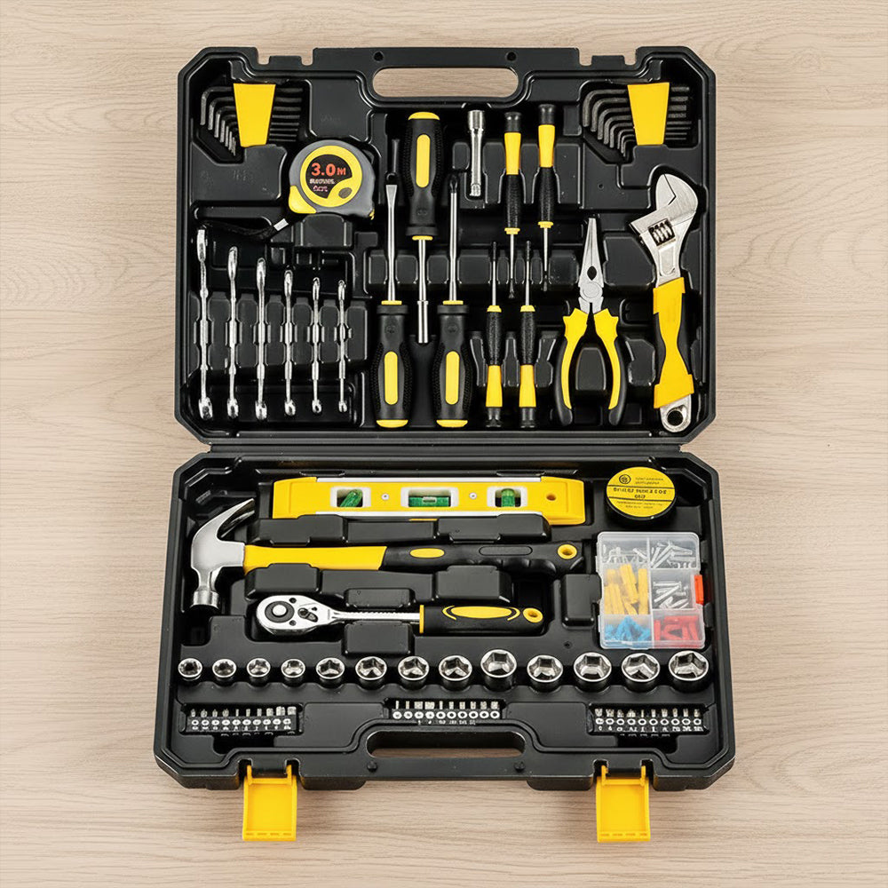 108 Piece Home Repair Tool Kit DIY Household Maintenance Set with Hammer Screwdrivers Pliers Socket Wrench Case
