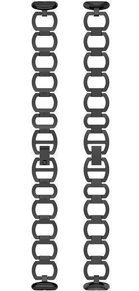 Fitbit Luxe Band Adjustable Stainless Steel Parker Link Bracelet Replacement Wristbands Straps for Luxe Accessories for Women Girls (Black)
