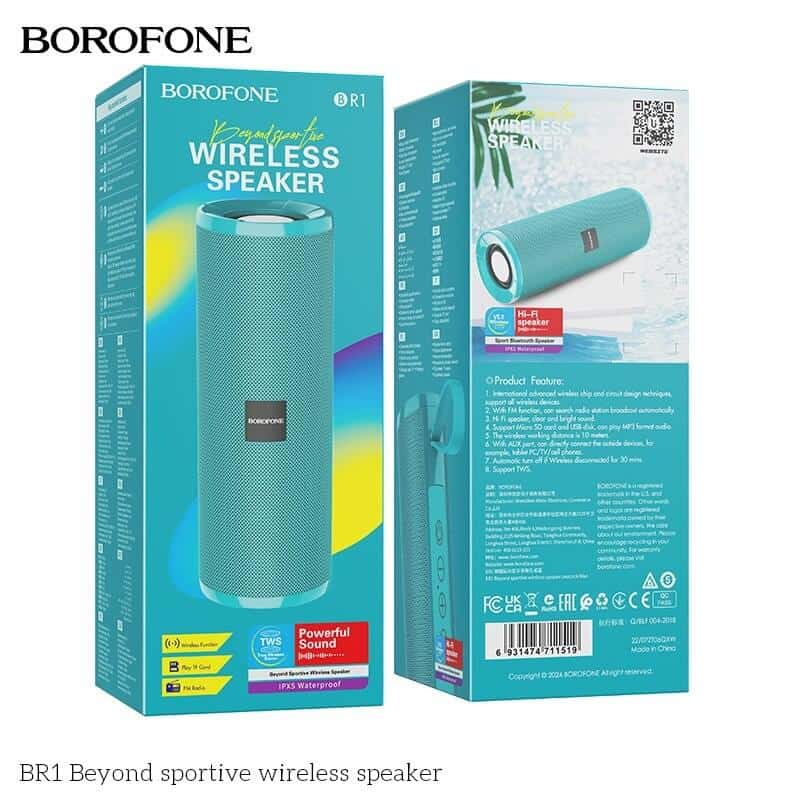 Borofone BR1 Beyond Sportive Bluetooth V5.0 Wireless Speaker (Peacock Blue)