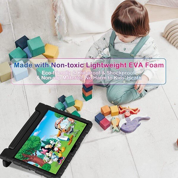 Samsung Galaxy Tab A8 10.5 SM-X200 X205 kids Case, Kickstand Shockproof Protective Handle Stand Light Weight Kids Friendly Cover (Black)