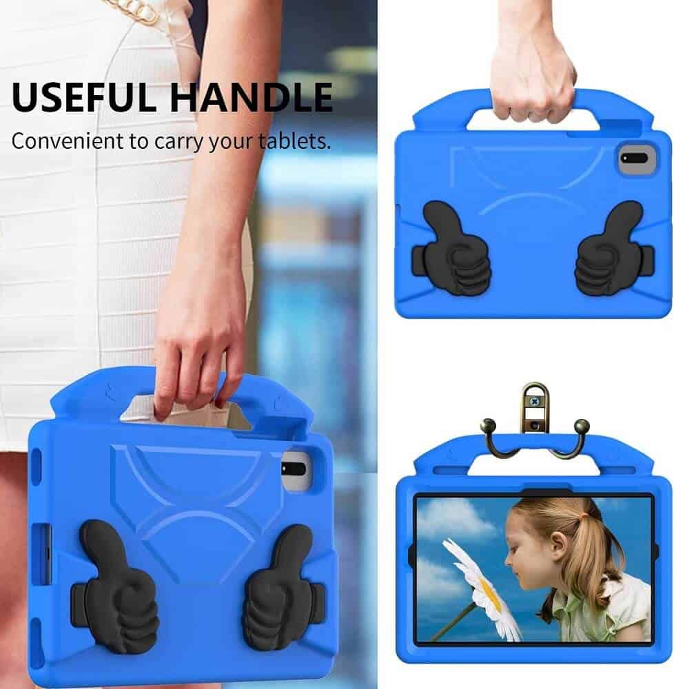 For Samsung Galaxy Tab A9+ Plus X210 /S7 /S8 /S9 /S9FE/S10 FE Thumbs UP Kids Lightweight Convertible Handle Protective Shockproof Case Cover