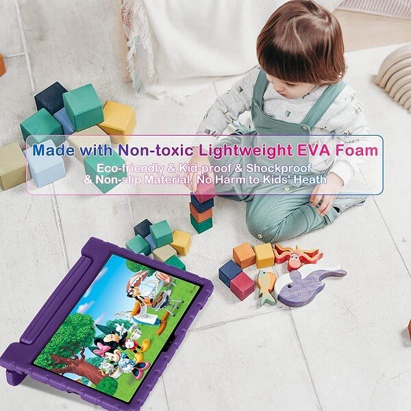 Samsung Galaxy Tab A8 10.5 SM-X200 X205 kids Case, Kickstand Shockproof Protective Handle Stand Light Weight Kids Friendly Cover (Purple)