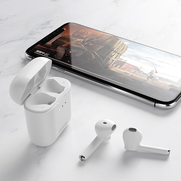 Lenovo QT83 TWS Wireless Earphones Bluetooth 5.0 Headset Touch Control Dual Stereo Bass Earbuds Sports Headphones (White)