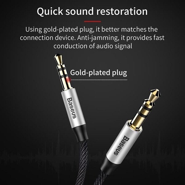 Baseus 3ft /1M 3.5mm Aux Auxiliary Cable Male to Male Audio Stereo Cord For Car, Headphones, iPods, iPhones, iPads, Tablets, Smart Phones