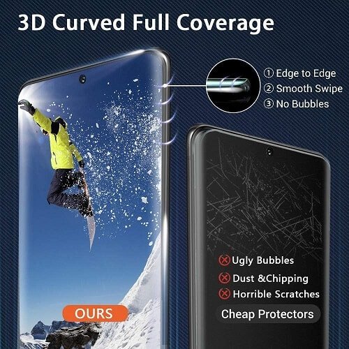 [2 Pack] Samsung Galaxy S21 5G Full Coverage Tempered Glass Screen Protector Film Guard (Black)