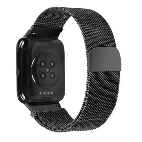 Oppo Watch 41mm & 46mm Wristband Stainless Steel Replacement Milanese Wrist Band (Black)