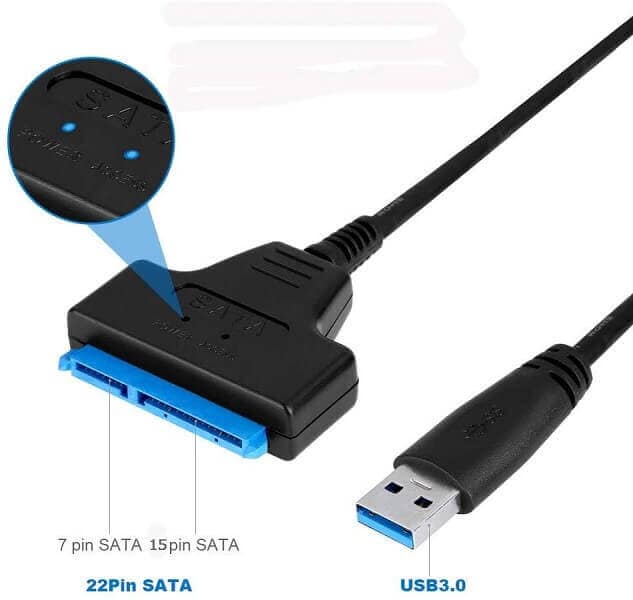 USB 3.0 to SATA 22 Pin External Converter Adapter Cable Lead for 2.5