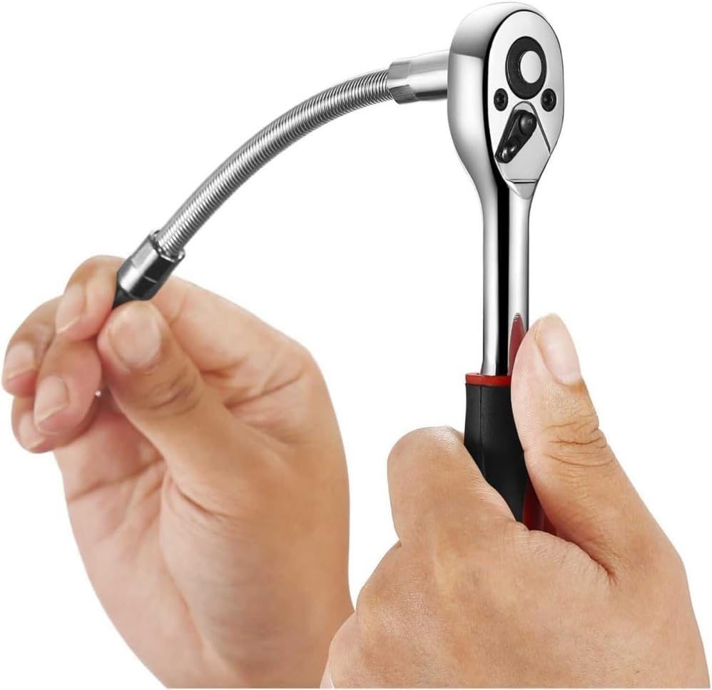 46 PiecesHand Tool Kit with Ratchet Handle, Metric Sockets, Hex Keys, Bit Adaptor & Extensions, Compact Household & Automotive Repair Set in Durable Storage Case