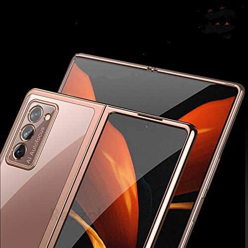Samsung Galaxy Z Fold 2 5G Clear Case Luxury Plating Transparent Hard PC Back Cover (Transparent)