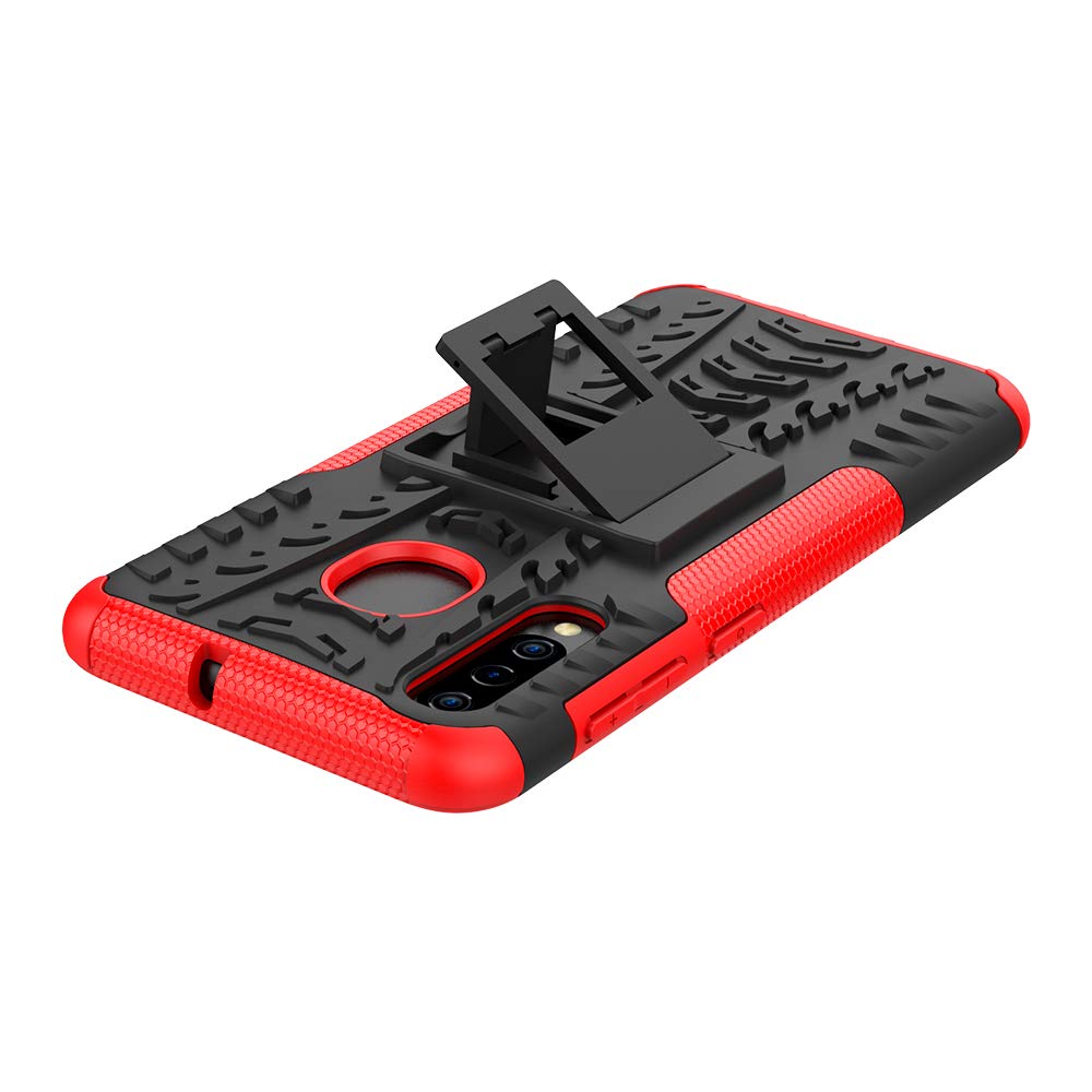 Samsung Galaxy A20/A30 Heavy Duty Tough Shockproof Rugged Kickstand Case Cover (Black)