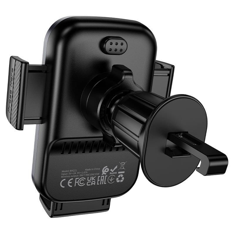 Borofone BH221 15W Fast Charging Charger Air Vent Wireless Car Mount Mobile Phone Holder (Black)