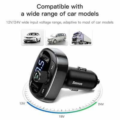 Baseus Handsfree Wireless Bluetooth FM Transmitter MP3 Music Player Dual Car Charger