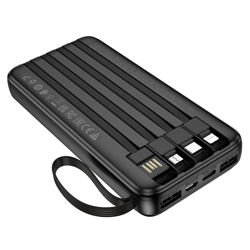 Borofone BJ76 10000mAh 37wh Smart Display Power Bank with 4 Cables (Type C, Lightning, Micro USB & USB1)