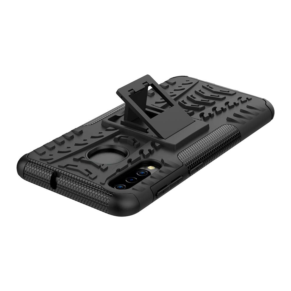 Samsung Galaxy A20/A30 Heavy Duty Tough Shockproof Rugged Kickstand Case Cover (Black)