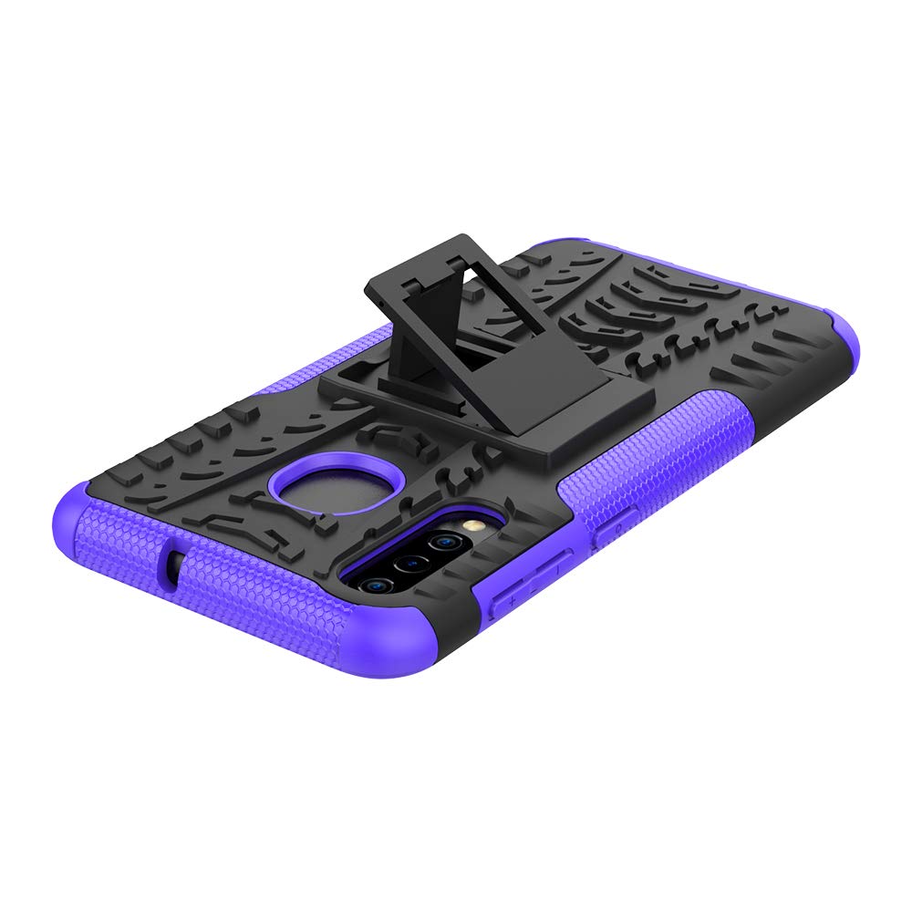 Samsung Galaxy A20/A30 Heavy Duty Tough Shockproof Rugged Kickstand Case Cover (Black)