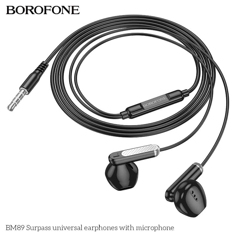 Borofone BM89 In-Ear Wired Earphones Earbuds Headphones, 3.5mm Jack, with Microphone and Volume Control for iPhone, Samsung, iPad,MP3,Most 3.5mm Audio Devices