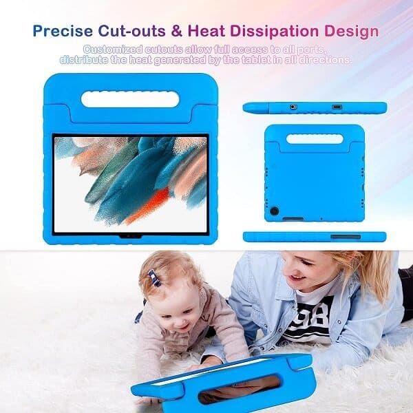 Samsung Galaxy Tab A8 10.5 SM-X200 X205 kids Case, Kickstand Shockproof Protective Handle Stand Light Weight Kids Friendly Cover (Blue)