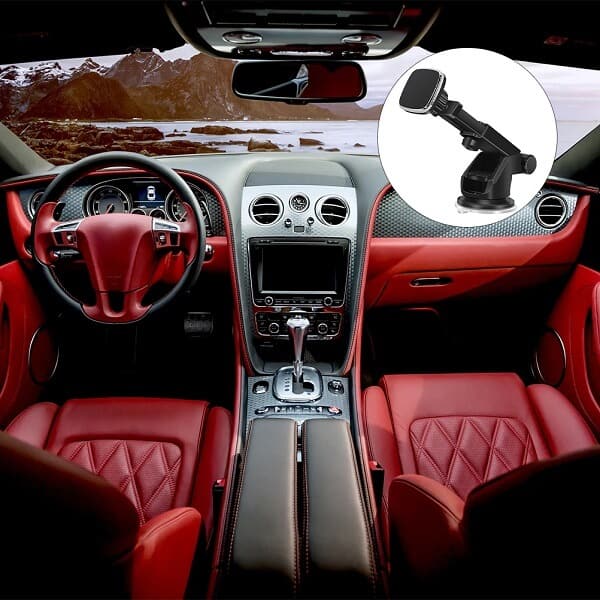 Universal Strong Magnetic Car Phone Mount Dashboard Windshield Phone Holder With Suction Cup For Alcatel 1B 1C 1X (Black)