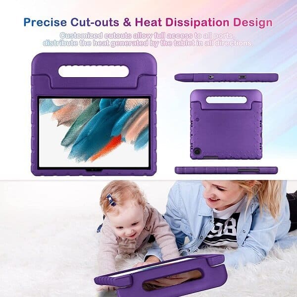 Samsung Galaxy Tab A8 10.5 SM-X200 X205 kids Case, Kickstand Shockproof Protective Handle Stand Light Weight Kids Friendly Cover (Purple)