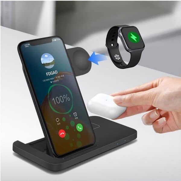 15W Qi 3 in 1 Fast Charging Wireless Charging Stand Dock Station For AirPods Pro Apple Watch SE 6 5 4 3 2 iPhone 12 11 Pro Max Xs X Xr 8 Plus