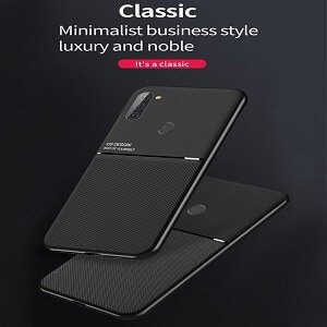 For Samsung Galaxy A11 Business Style Luxury Matte Soft Silicone Drop Resistant Case Cover (Black)