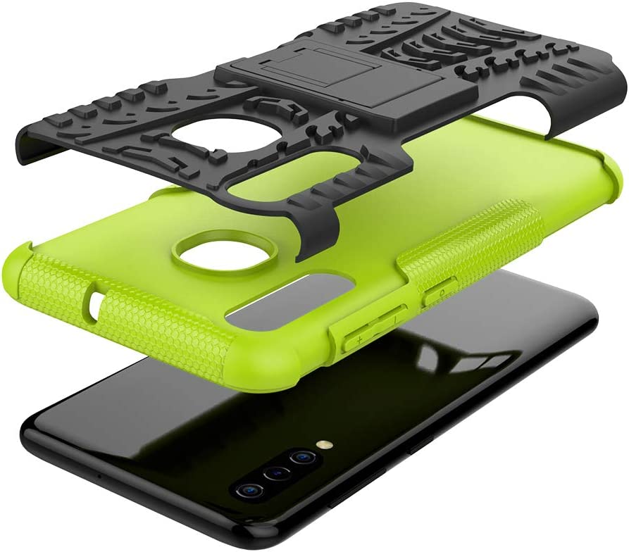 Samsung Galaxy A20/A30 Heavy Duty Tough Shockproof Rugged Kickstand Case Cover (Black)