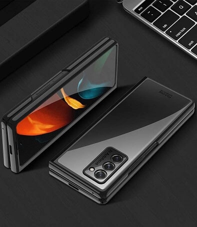 Samsung Galaxy Z Fold 2 5G Clear Case Luxury Plating Transparent Hard PC Back Cover (Transparent)
