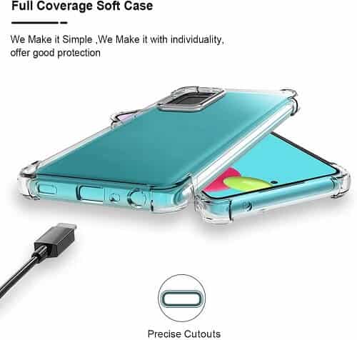 Samsung Galaxy A52 5G Clear Case Shockproof Tough Gel Clear Transparent Air Cushion Cover (Transparent)