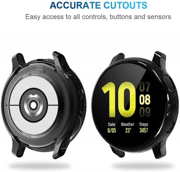 Samsung Galaxy Watch Active 2 40mm & 44mm Full Cover Protective Air Cushion Gel Case Cover (Black)