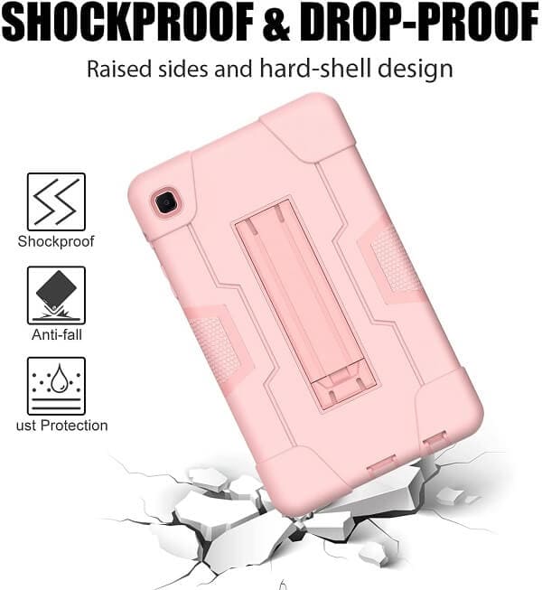Samsung Galaxy Tab A7 Lite 8.7 inch SM-T220 T225 Tablet Case Shockproof Kids Friendly Rugged Hybrid Heavy Duty Kickstand Cover (Rose Gold)