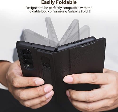 Nillkin Samsung Galaxy Z Fold 4 5G Phone Case with S Pen Holder, PU Leather Protective Case with Flip Cover and Kickstand (Black)