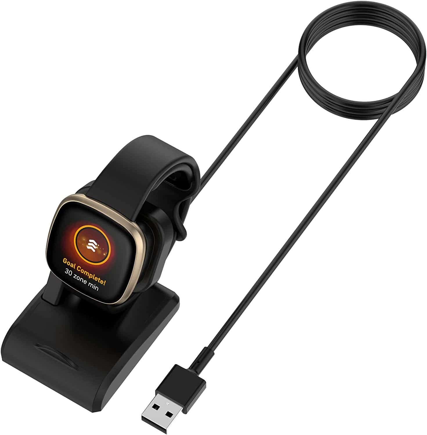 For Fitbit Versa 4/Versa 3/Sense 2/Sense Smartwatch Charger USB Charging Cable Dock Stand Cord