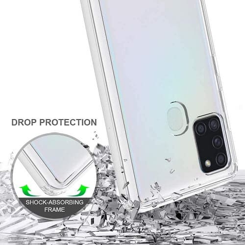 Samsung Galaxy A21S Clear Case Slim With 4 Corners [Shock Absorption] Hard Back Soft Bumper Cover