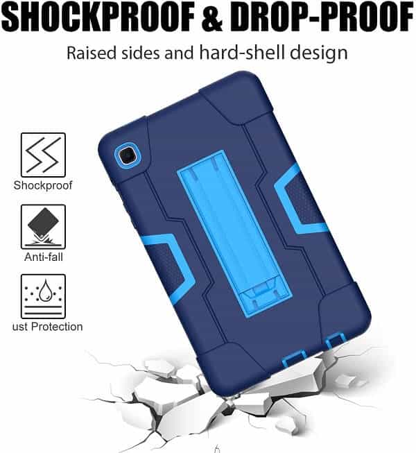 Samsung Galaxy Tab A7 Lite 8.7 inch SM-T220 T225 Tablet Case Shockproof Kids Friendly Rugged Hybrid Heavy Duty Kickstand Cover (Navy Blue)