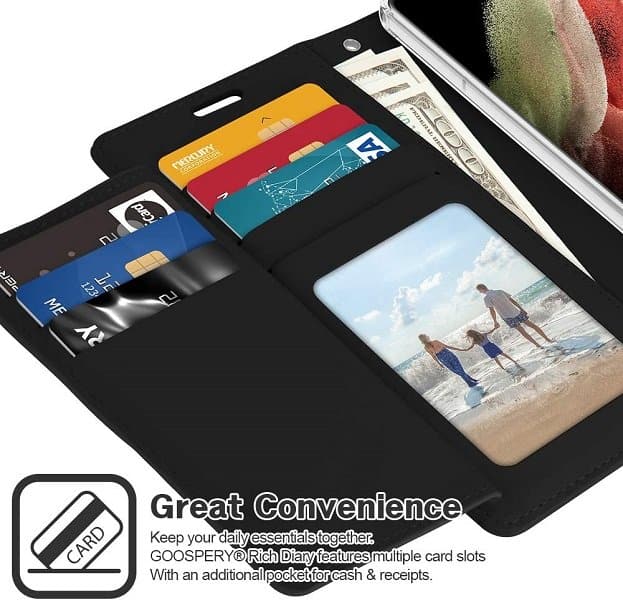 Goospery Samsung Galaxy S21 | S21 FE | S21+ /S21 Plus | S21 Ultra Rich Diary Wallet Flip Case Leather Card Slots Magnetic Cover