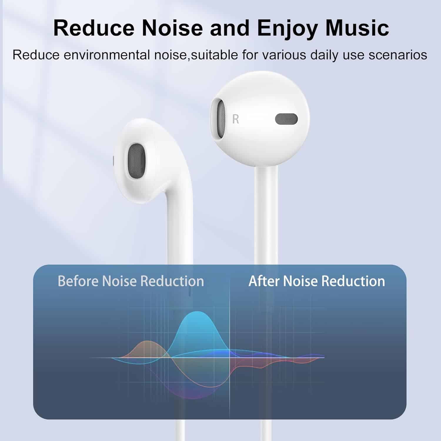 With Lightning Connector Wired Headphones Earphones Earbuds Headsets For iPhone/iPad/iPod 14/13/12/11/XR/XS/X/8 (Built-in Microphone & Volume Control)