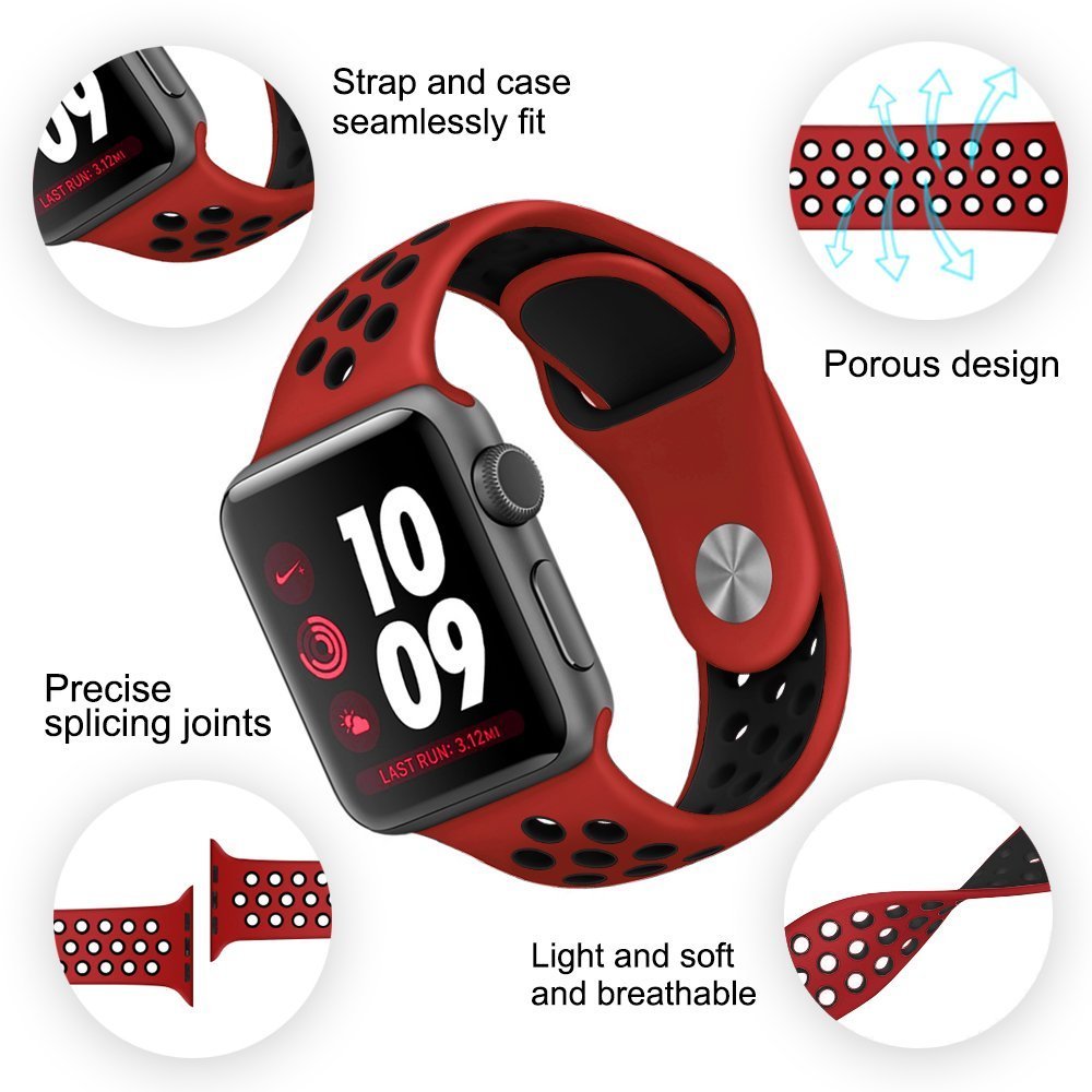 Nike Style Silicon Wristband For Apple Watch Series 10/9 /8 /7 /Ultra 2 Strap Loop 41 /45 /49mm