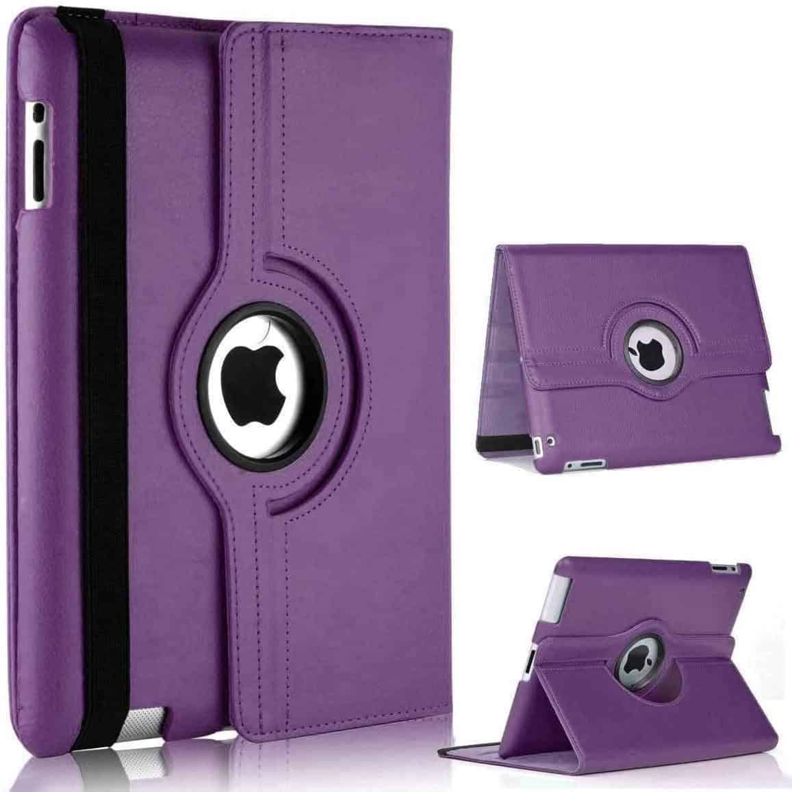 For Apple iPad Mini 6 / 6th Gen Generation 2021 360 Degree Rotating Flip Leather Stand Smart Auto Sleep /Wake Case Cover (Purple)