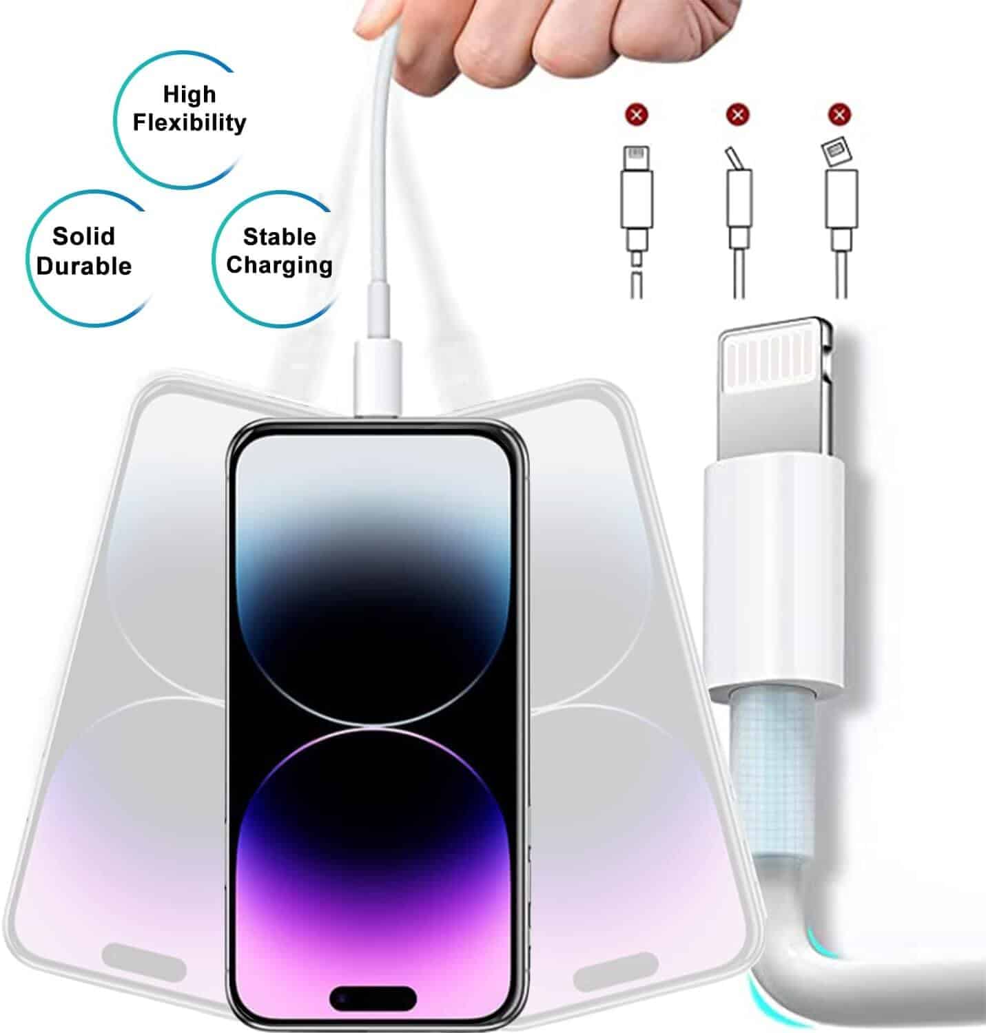 20W QC3.0 PD+USB SupRShield Fast Charging Charger Wall Plug Adapter + PD Type C to Lightning Data Sync Cable for Apple iPhone iPad iPod
